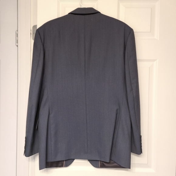 BOULEVARD CLUB UNION MADE WOOL BLAZER MENS NAVY BLUE FORMAL SUIT JACKET VINTAGE - Picture 3 of 7